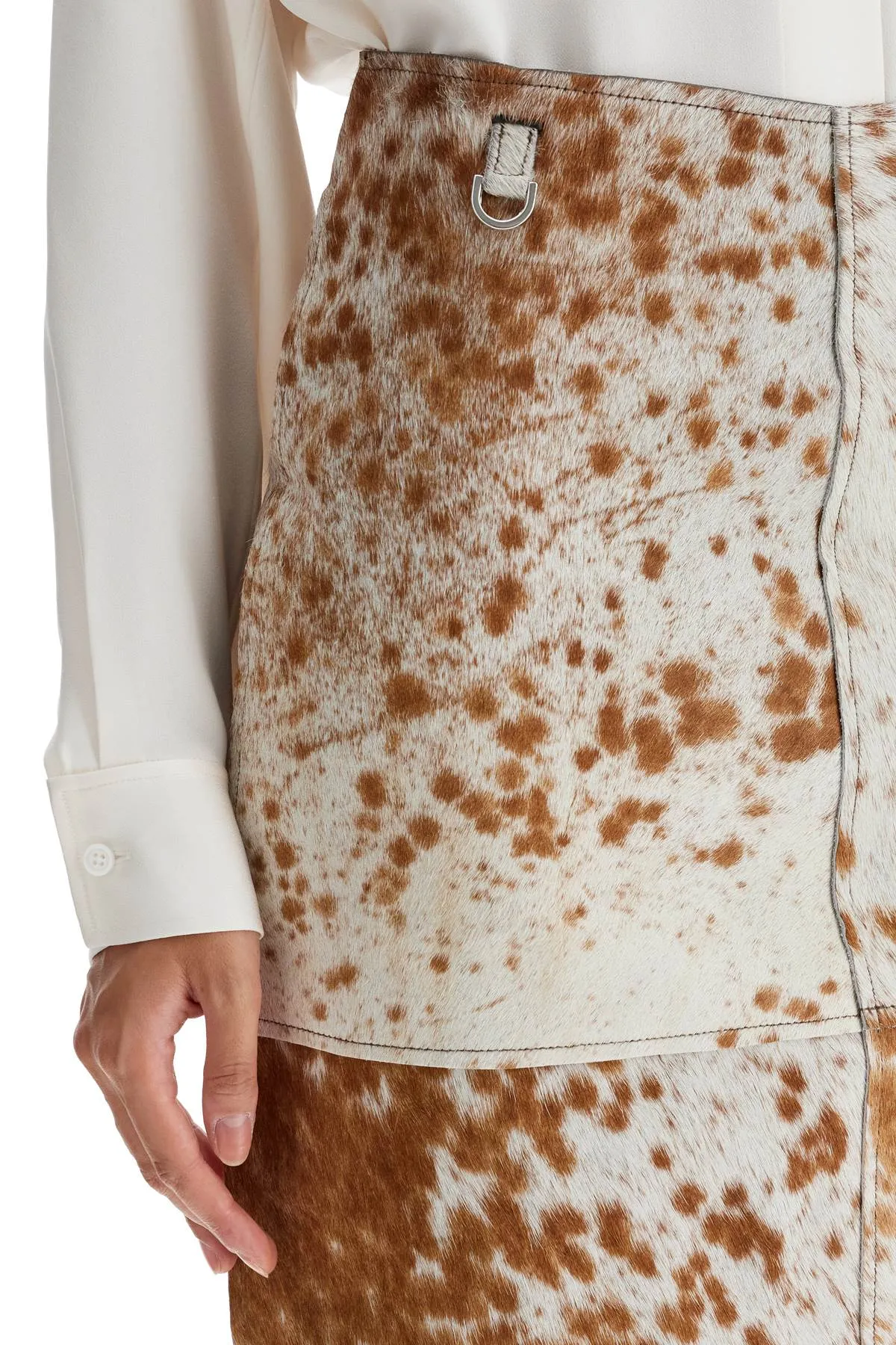 "leopard print midi skirt 16028 LIGHT BROWNE WHITE COW