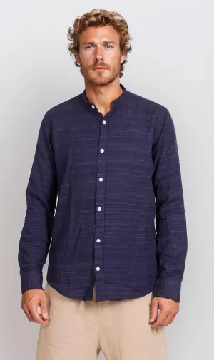 R206326-R206326 - Textured Button-Up Shirt - Navy