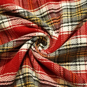 Red & Black Check Tweed Fabric