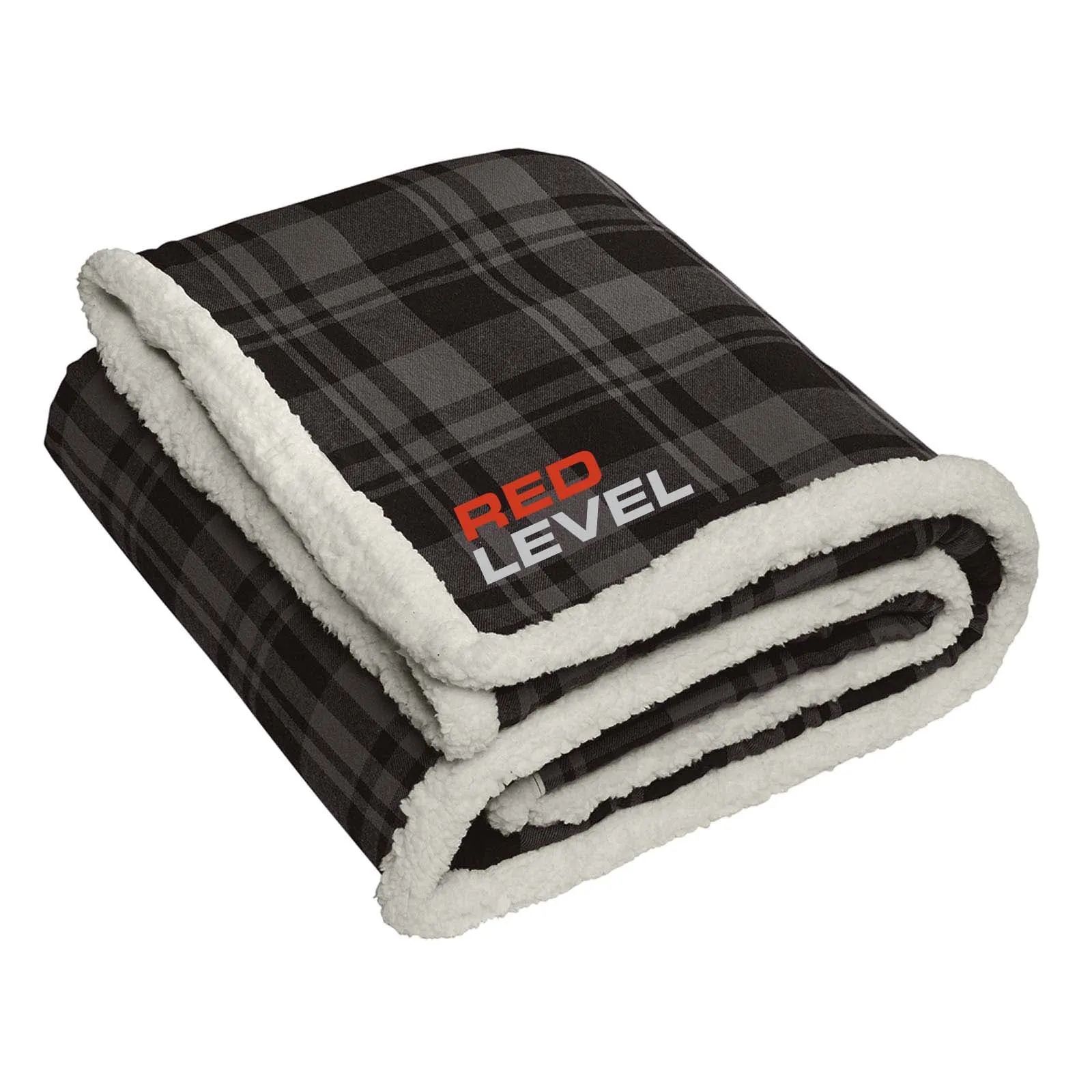 Red Level Port Authority Â® Flannel Sherpa Blanket Embroidery