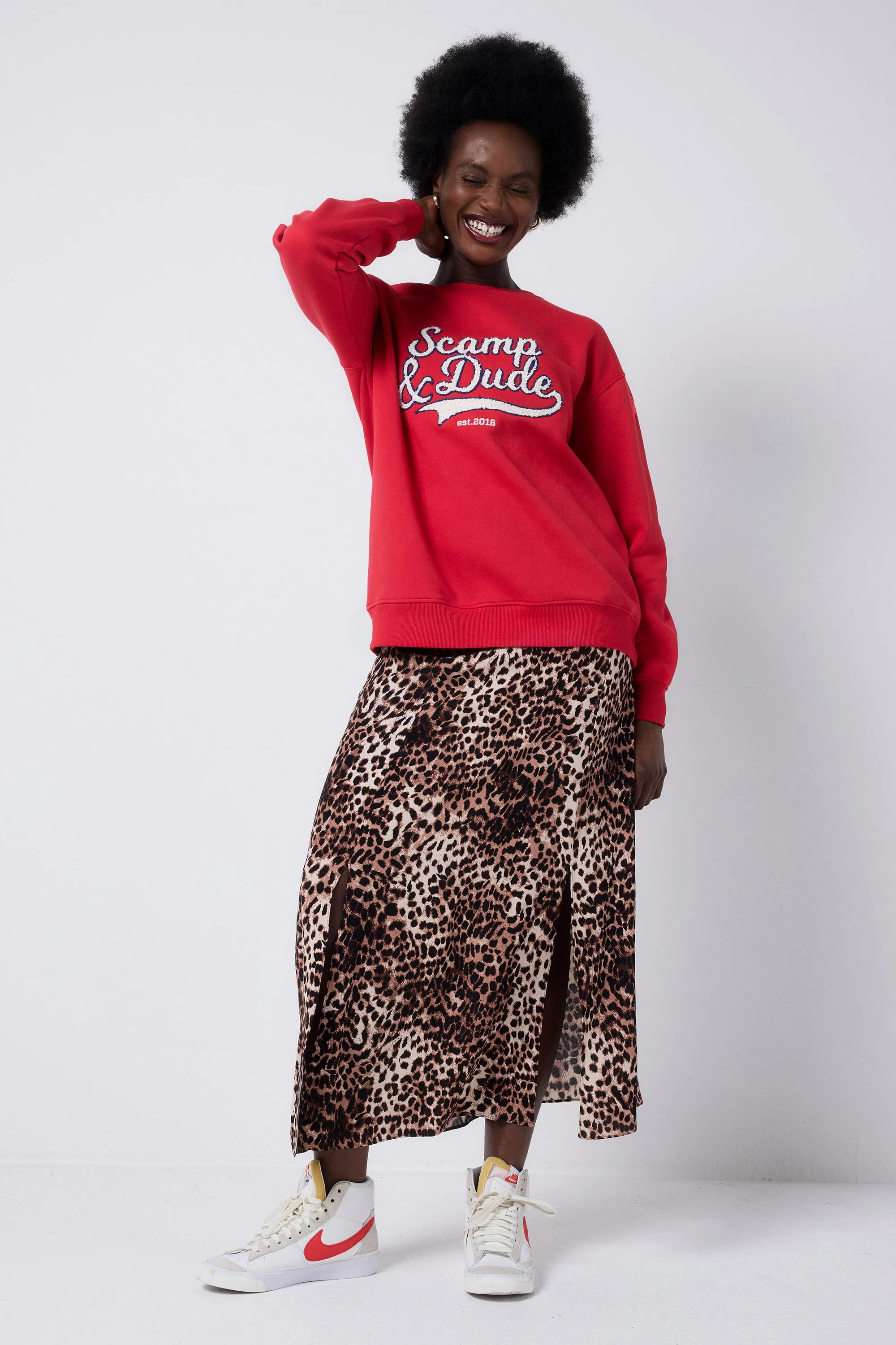 Red Varsity Scamp & Dude Oversized Sweatshirt