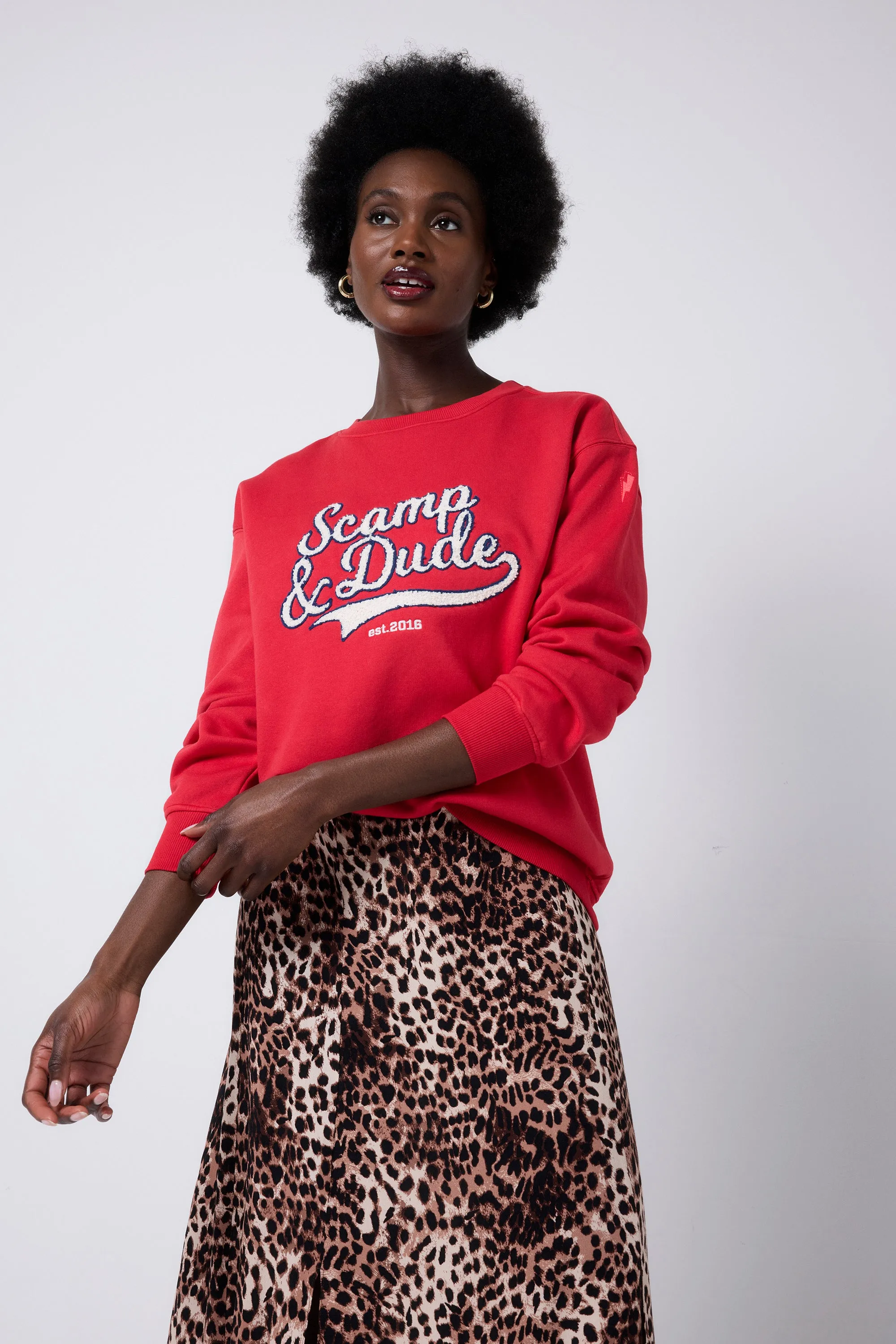 Red Varsity Scamp & Dude Oversized Sweatshirt