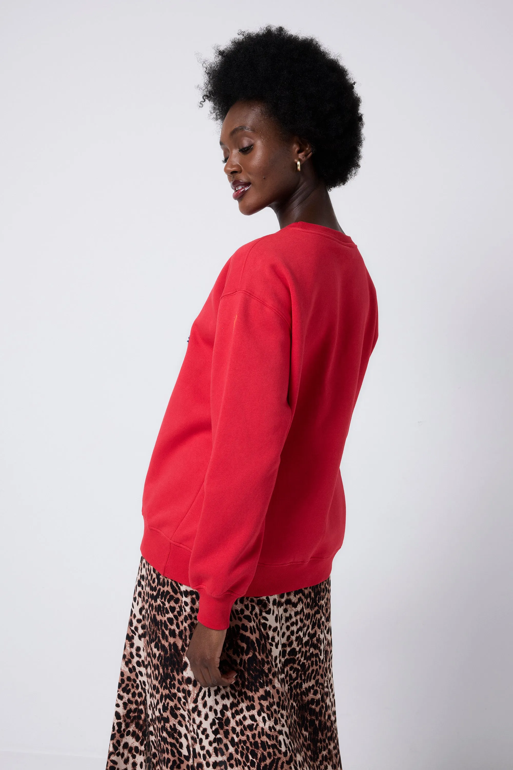 Red Varsity Scamp & Dude Oversized Sweatshirt
