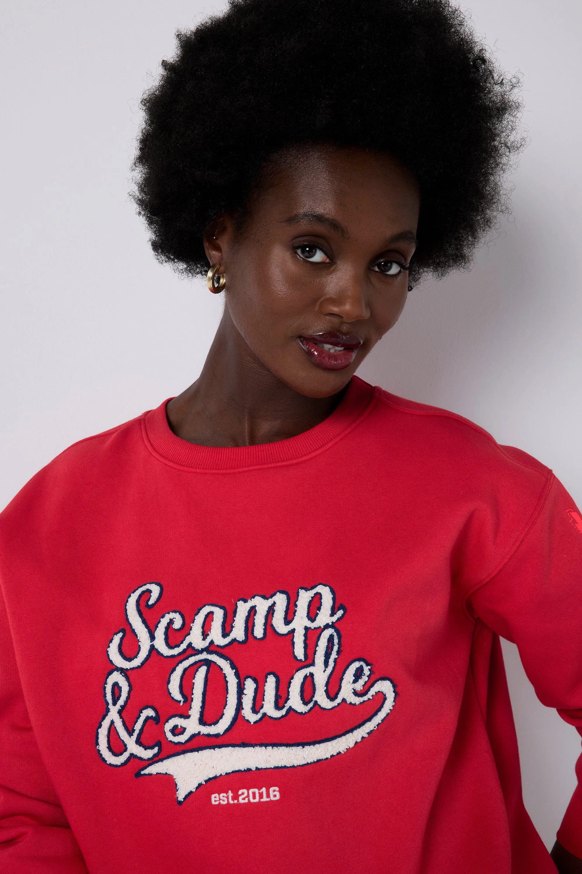 Red Varsity Scamp & Dude Oversized Sweatshirt