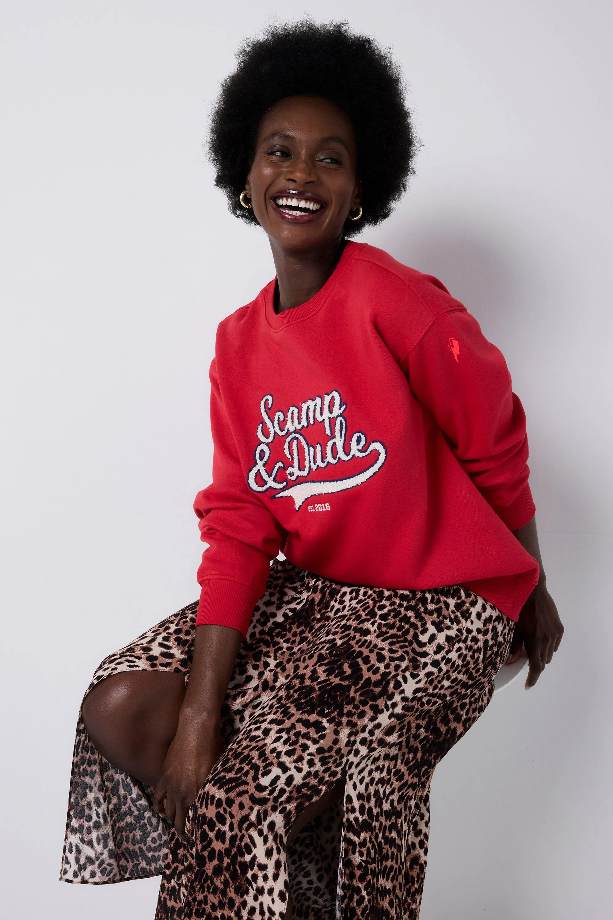Red Varsity Scamp & Dude Oversized Sweatshirt