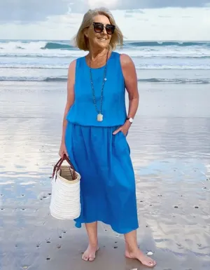 Round Neck Sleeveless Beach Tunic Dress