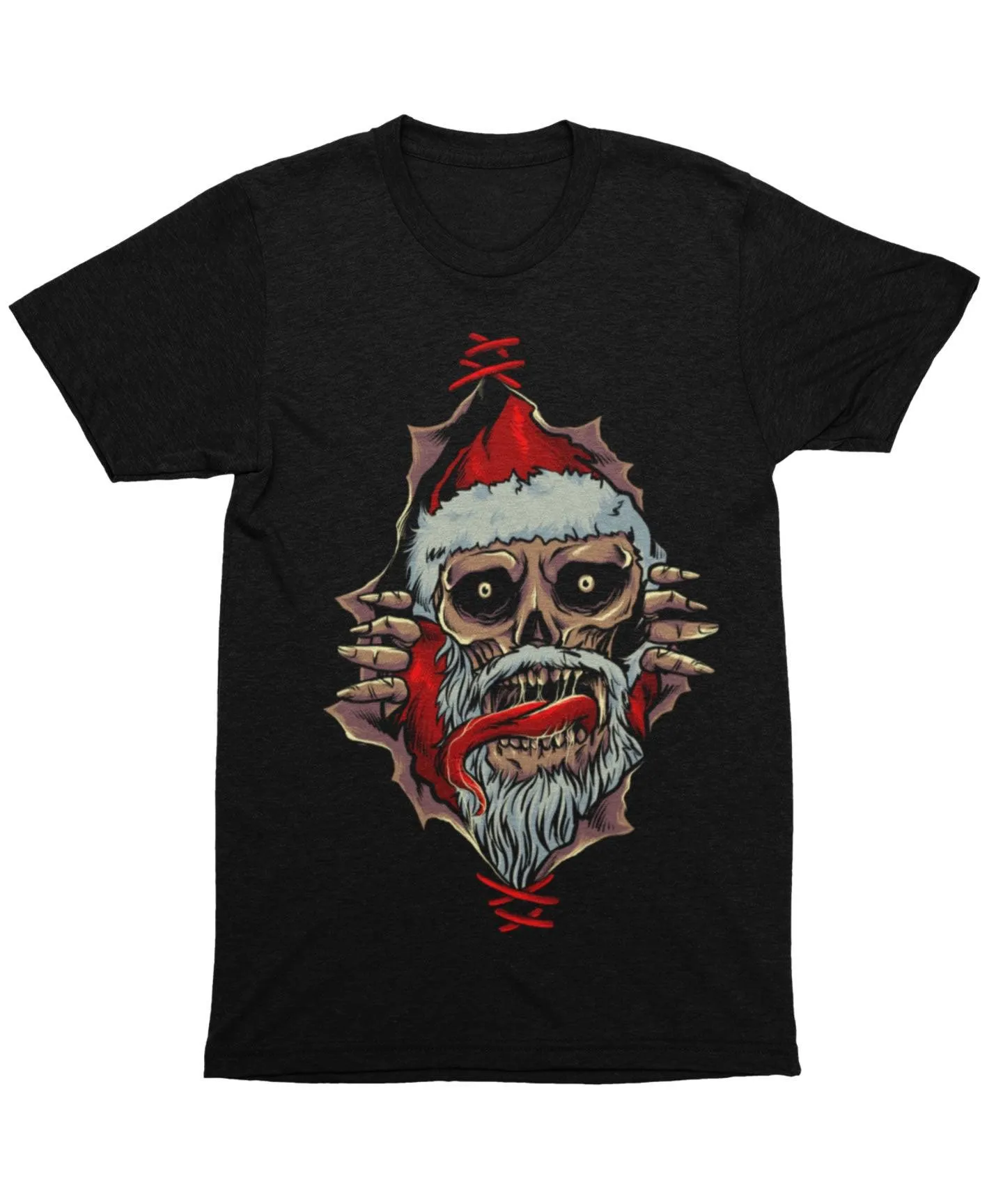 Santa Skull Peek-A-Boo Unisex Christmas T-Shirt