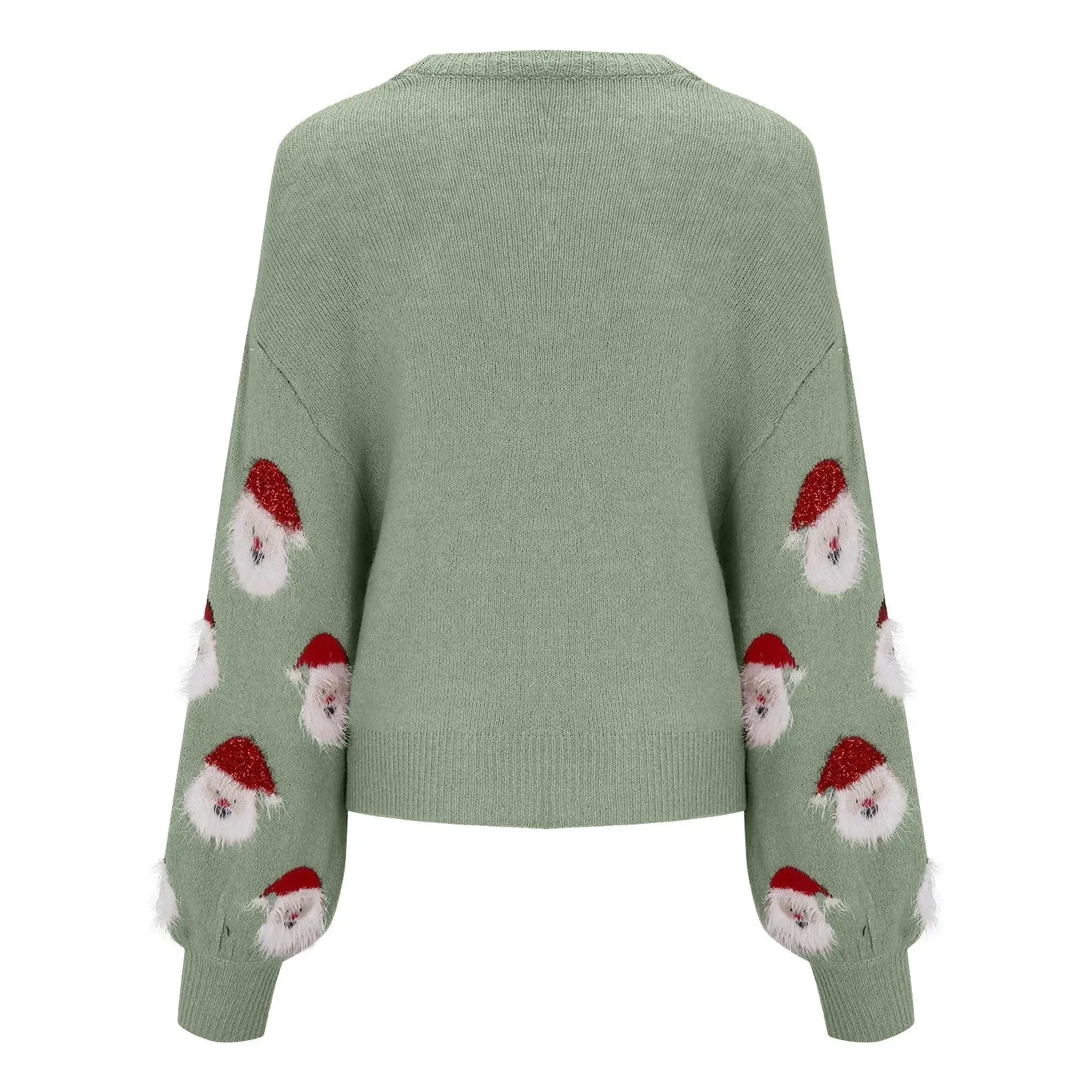 Sequin Long Sleeve Vintage Blouse with Santa Claus Hoodie Christmas Sweater