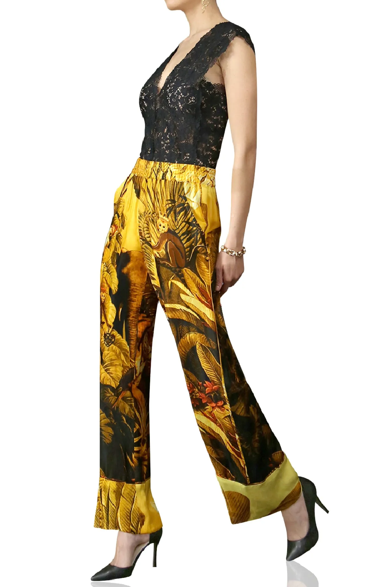 Straight Pants In  Dark Yellow Mustard