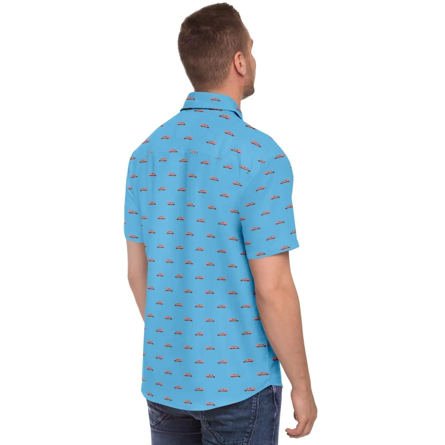 Subtle-Tee Pink Hearse on Baby Blue