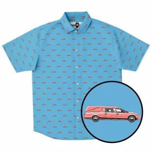 Subtle-Tee Pink Hearse on Baby Blue