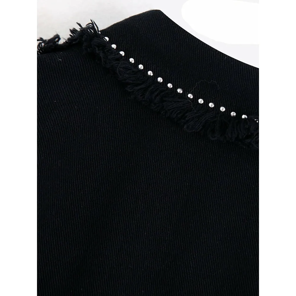 Tassel Beaded Oversized Denim Jacket