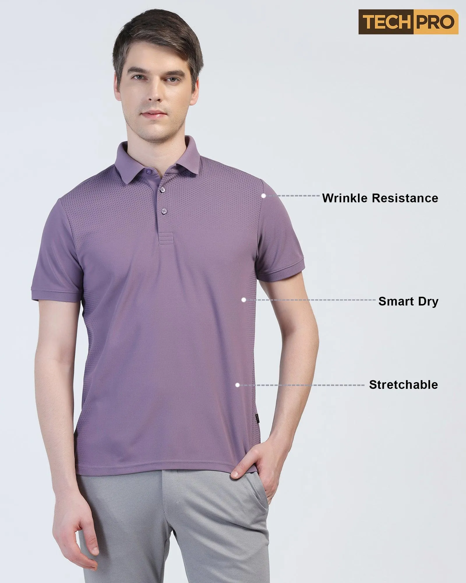 Printed Ivory TechPro Polo Mulled Grape T-Shirt