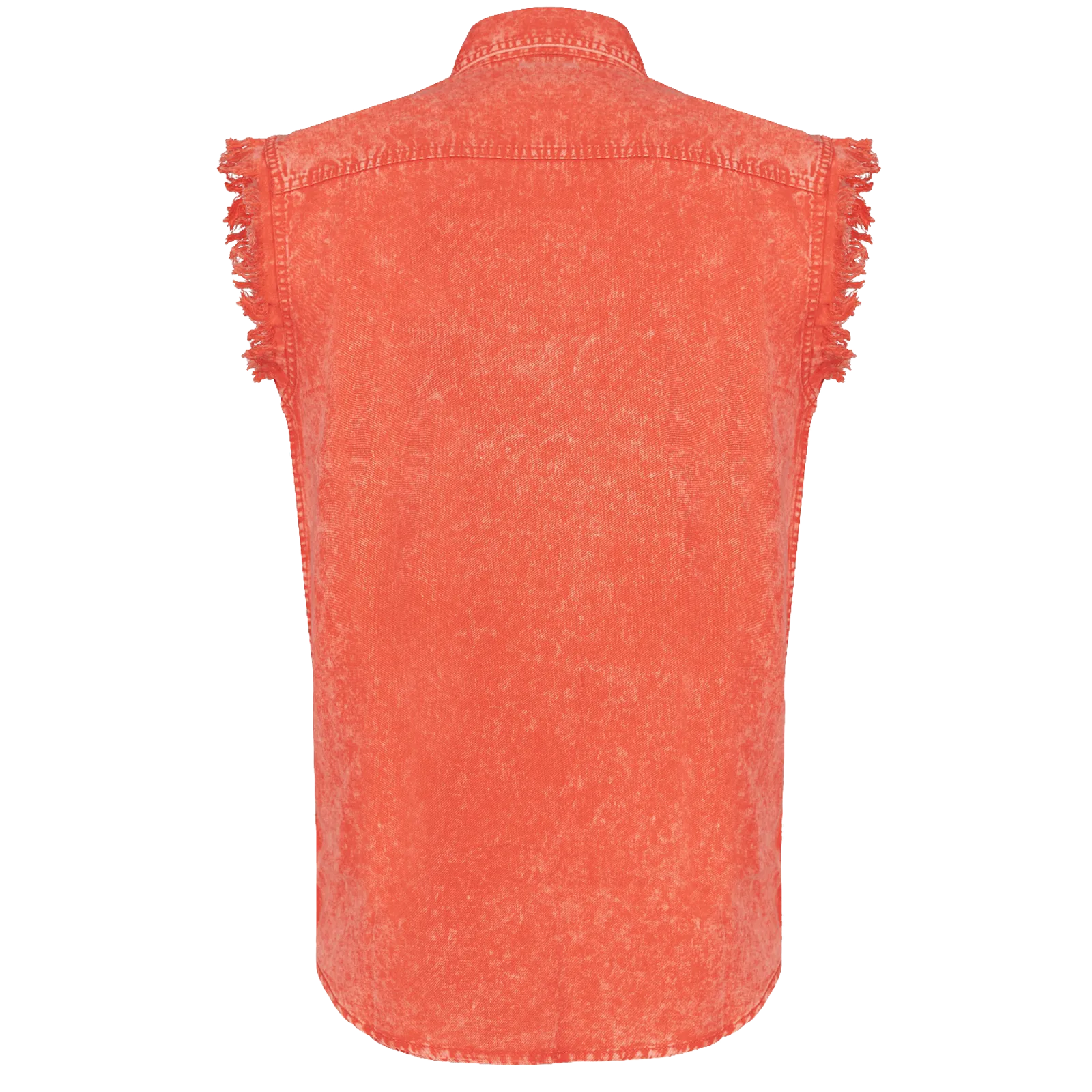 Vance VB735 - Men's Biker Motorcycle Orange Acid Wash Cut Off Sleeveless Shirt