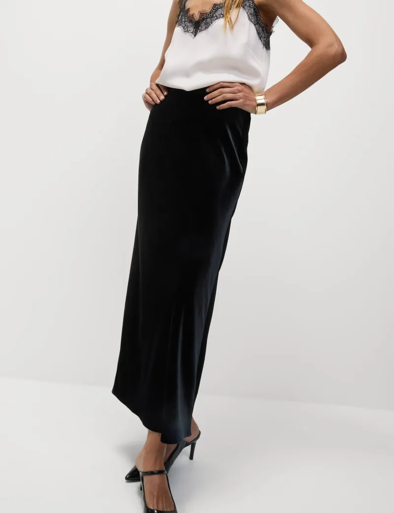 Velvet Midaxi Slip Skirt