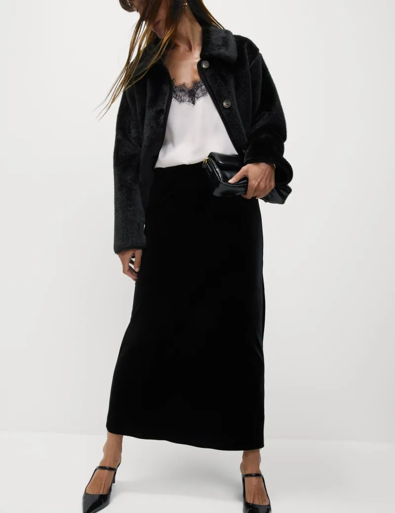 Velvet Midaxi Slip Skirt