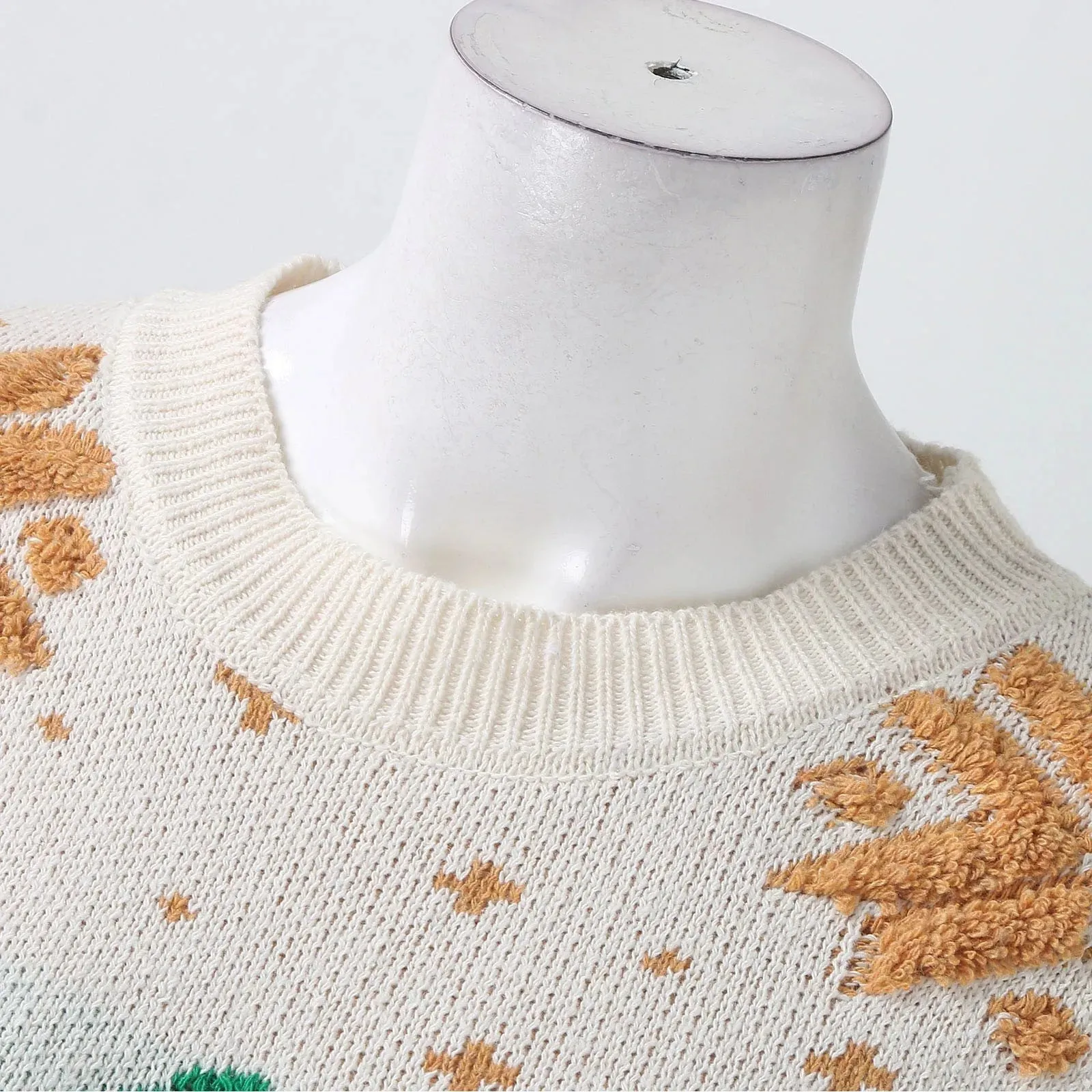 Vintage Korean Loose Round Neck Long Sleeve Christmas Sweater