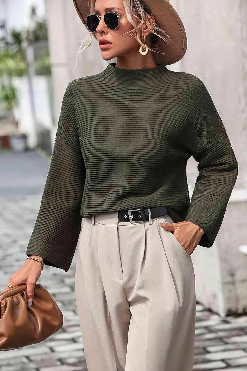 Warm Sophistication Mock Neck Pullover Sweater