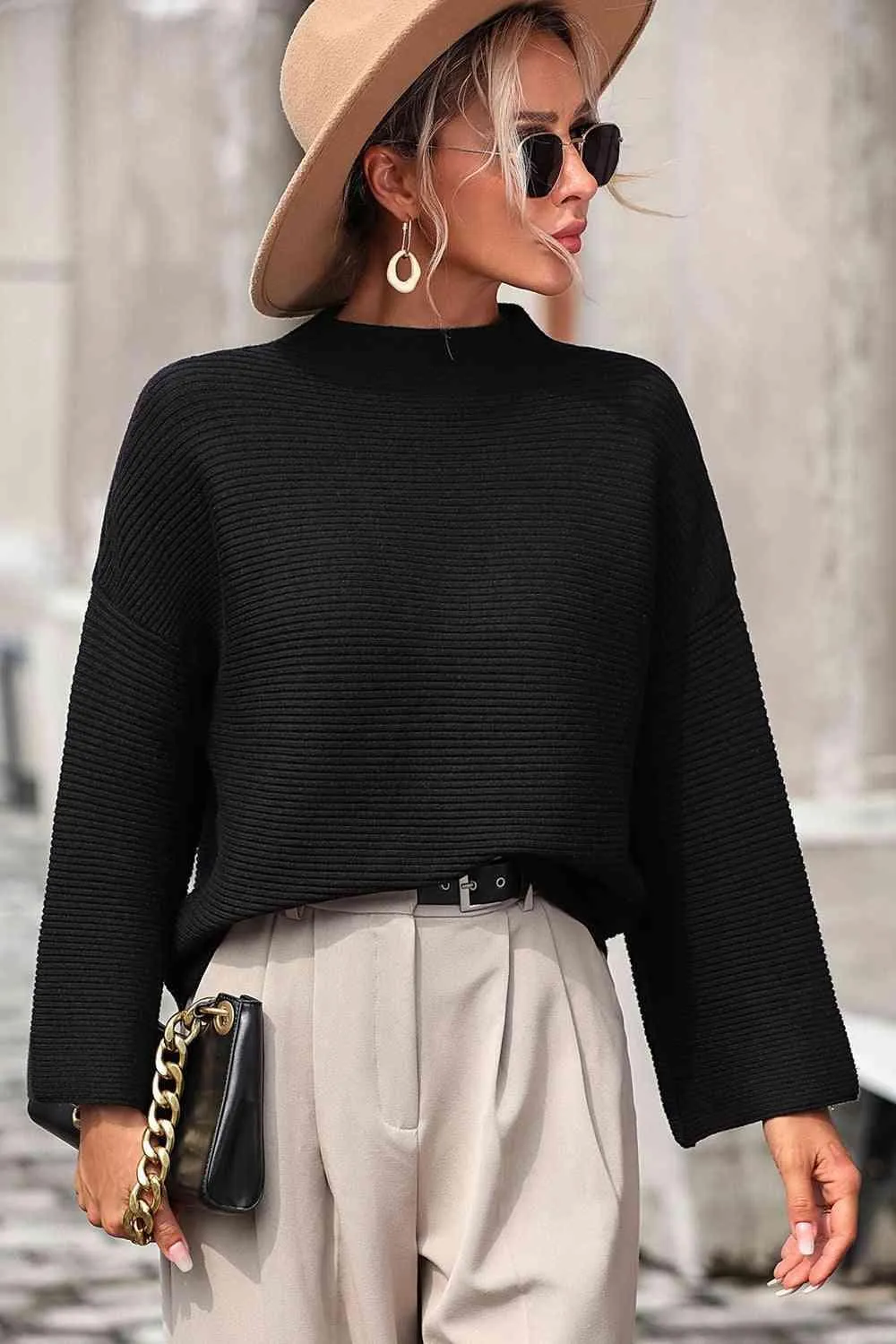 Warm Sophistication Mock Neck Pullover Sweater