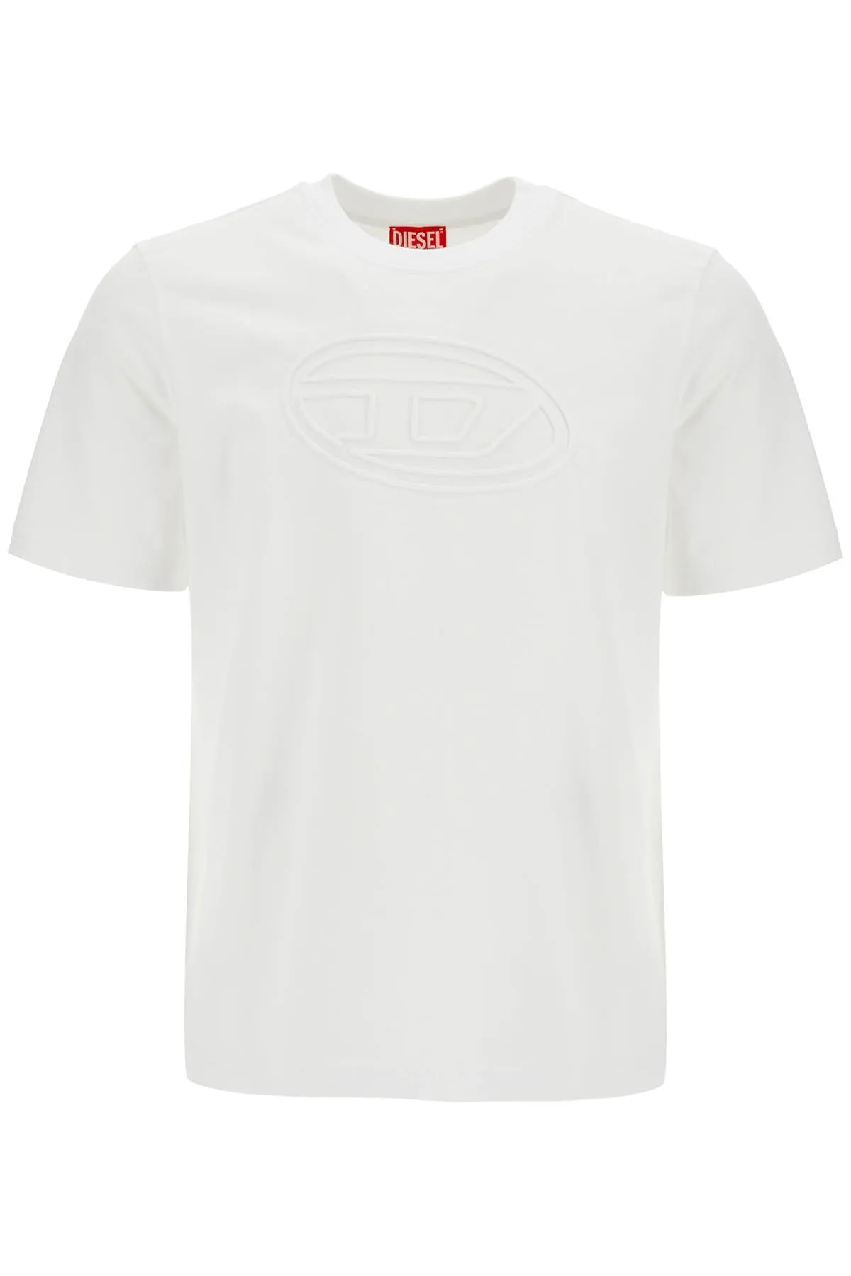 WHITE COTTON T-SHIRT WITH EMBOSSED LOGO T-ADJUST-BIGOVAL