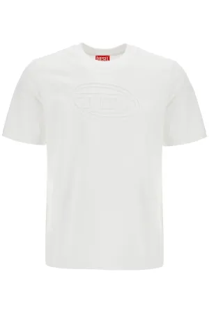 WHITE COTTON T-SHIRT WITH EMBOSSED LOGO T-ADJUST-BIGOVAL