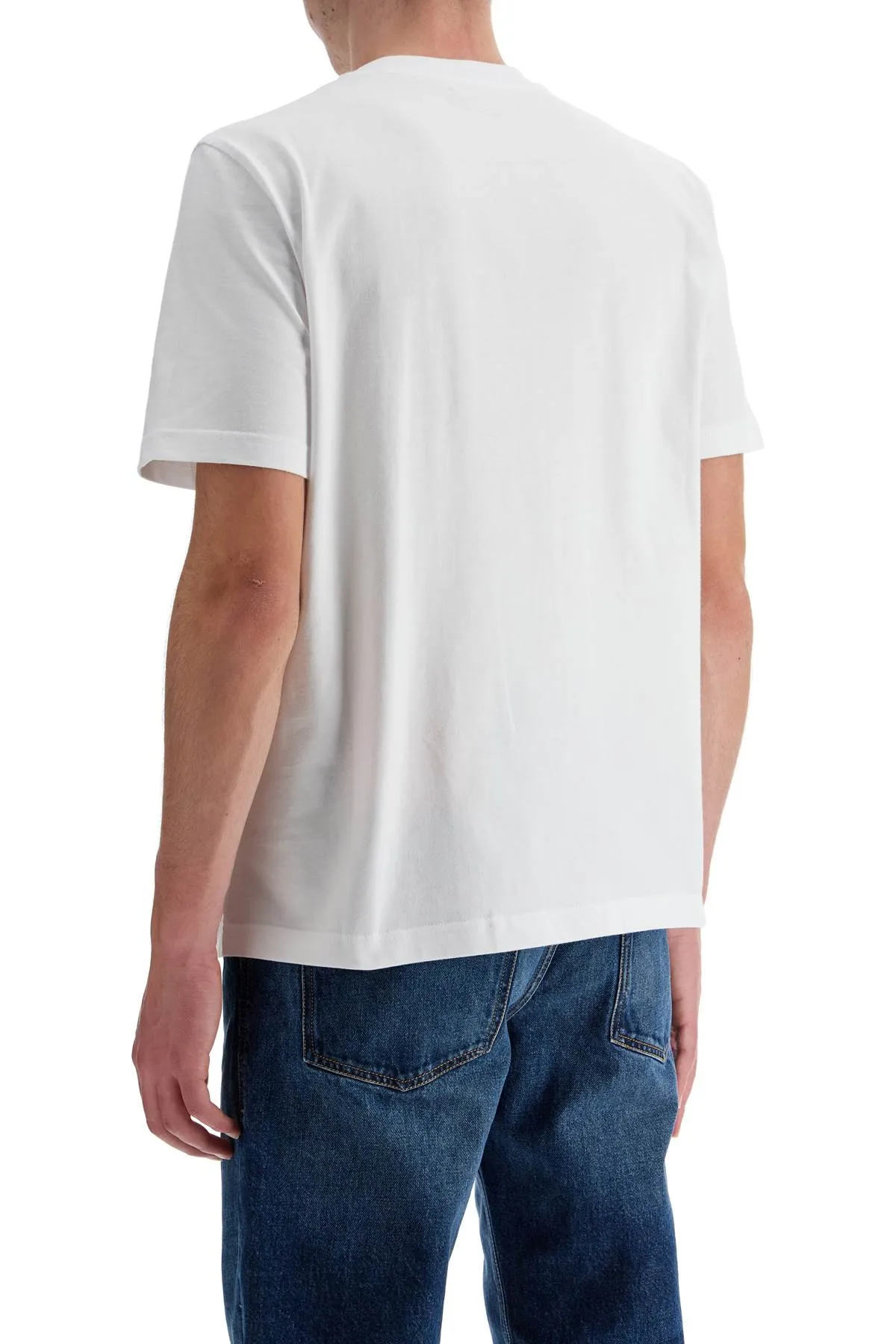 WHITE COTTON T-SHIRT WITH EMBOSSED LOGO T-ADJUST-BIGOVAL