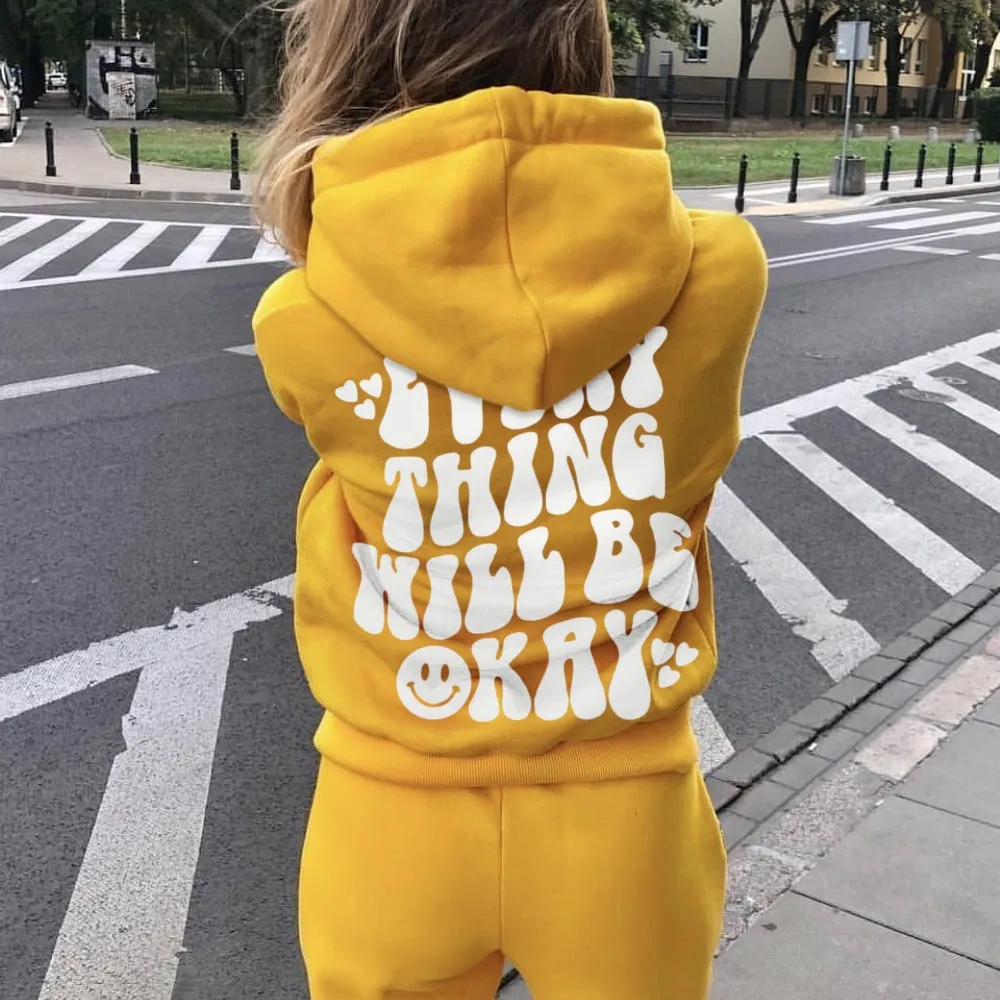 Women EVERYTHING WILL BE OKAY Graphic Hoodies