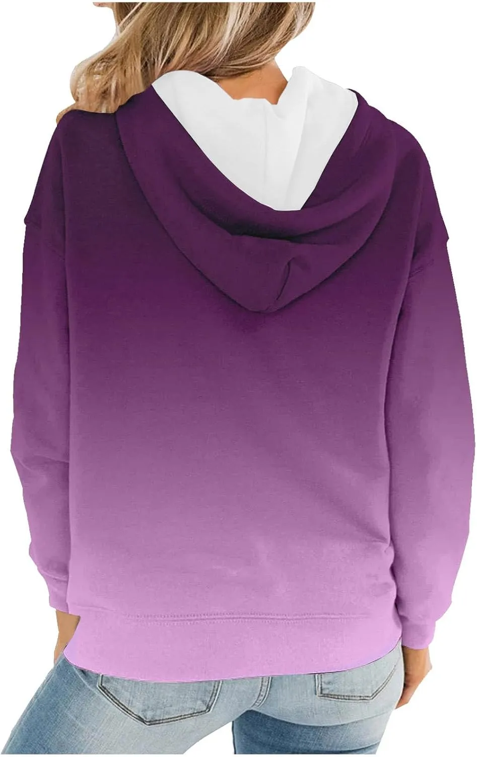 Womens Plus Size Hoodie Sweatshirt 2024 Fall Fashion Gradient Color Hooded Sweatshirt Loose Long Sleeve Pullover Tops