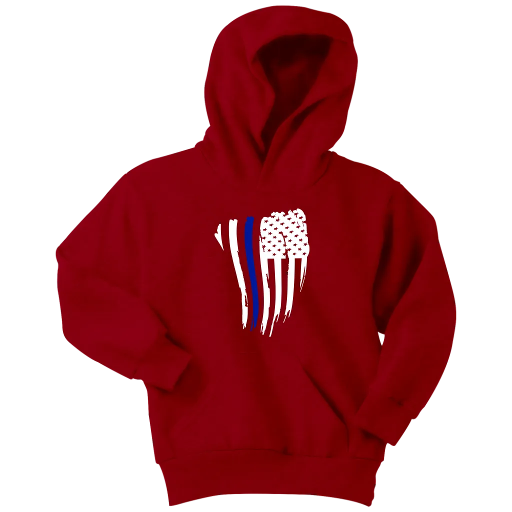 Youth Thin Blue Line American Flag Hoodie - Kids