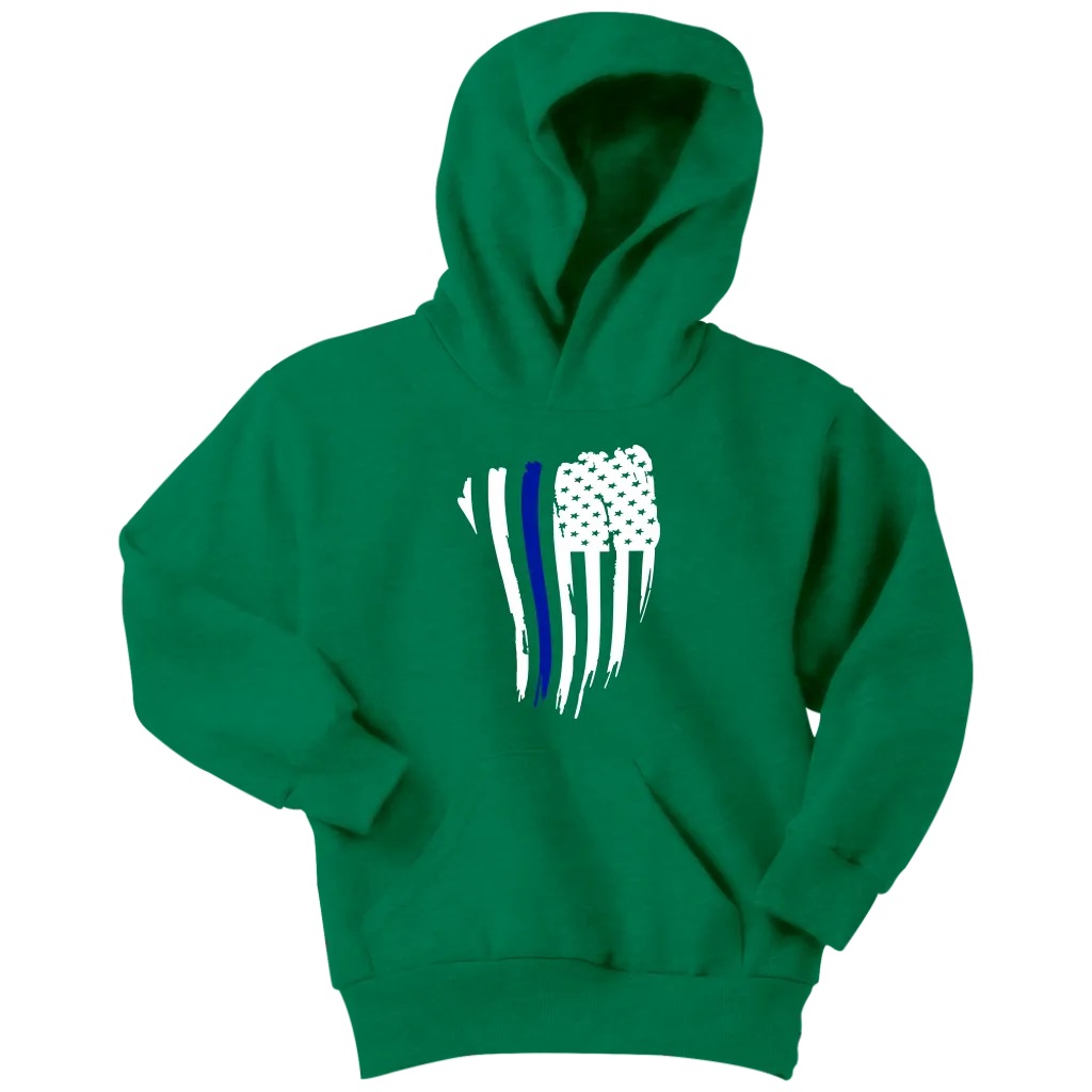 Youth Thin Blue Line American Flag Hoodie - Kids