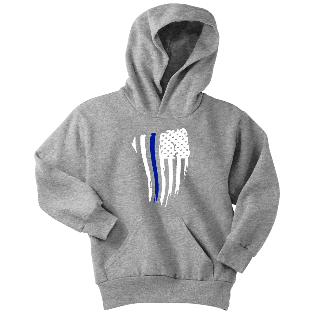 Youth Thin Blue Line American Flag Hoodie - Kids