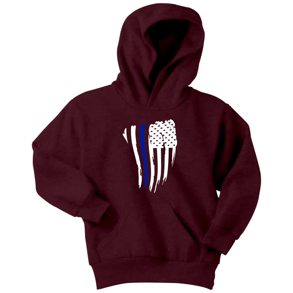 Youth Thin Blue Line American Flag Hoodie - Kids