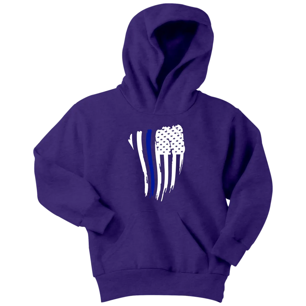 Youth Thin Blue Line American Flag Hoodie - Kids