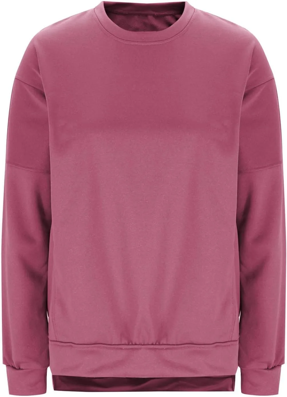 ZDRZK Crewneck Sweatshirts Women Casual Loose Lightweight Thin Fall Outfits Tops Split High Low Hem Long Sleeve Clothes