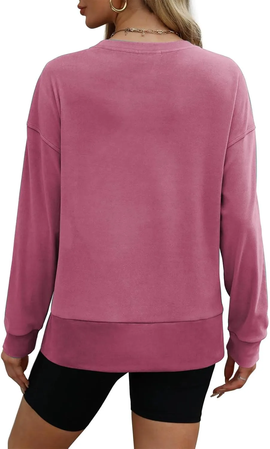 ZDRZK Crewneck Sweatshirts Women Casual Loose Lightweight Thin Fall Outfits Tops Split High Low Hem Long Sleeve Clothes